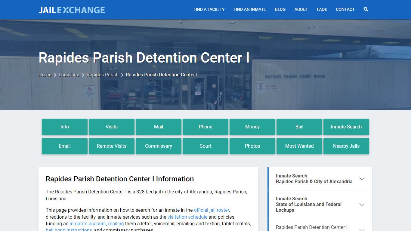 Rapides Parish Detention Center I, LA Inmate Search, Information